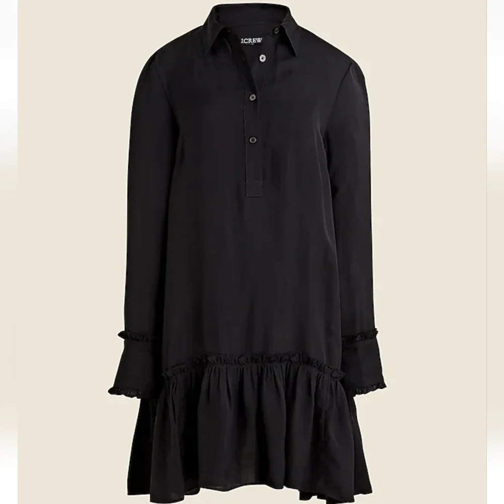 J Crew Amelia Popover Shirtdress Viscose Twill - XS CF660 NWT Black